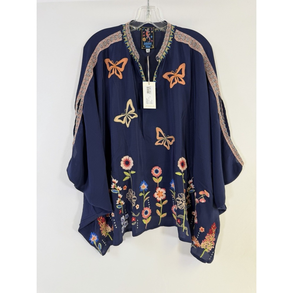 Johnny Was Imogen Poncho Nuria Embroidered Silk - Women's Size Xl - NWT $328 - Picture 2 of 16